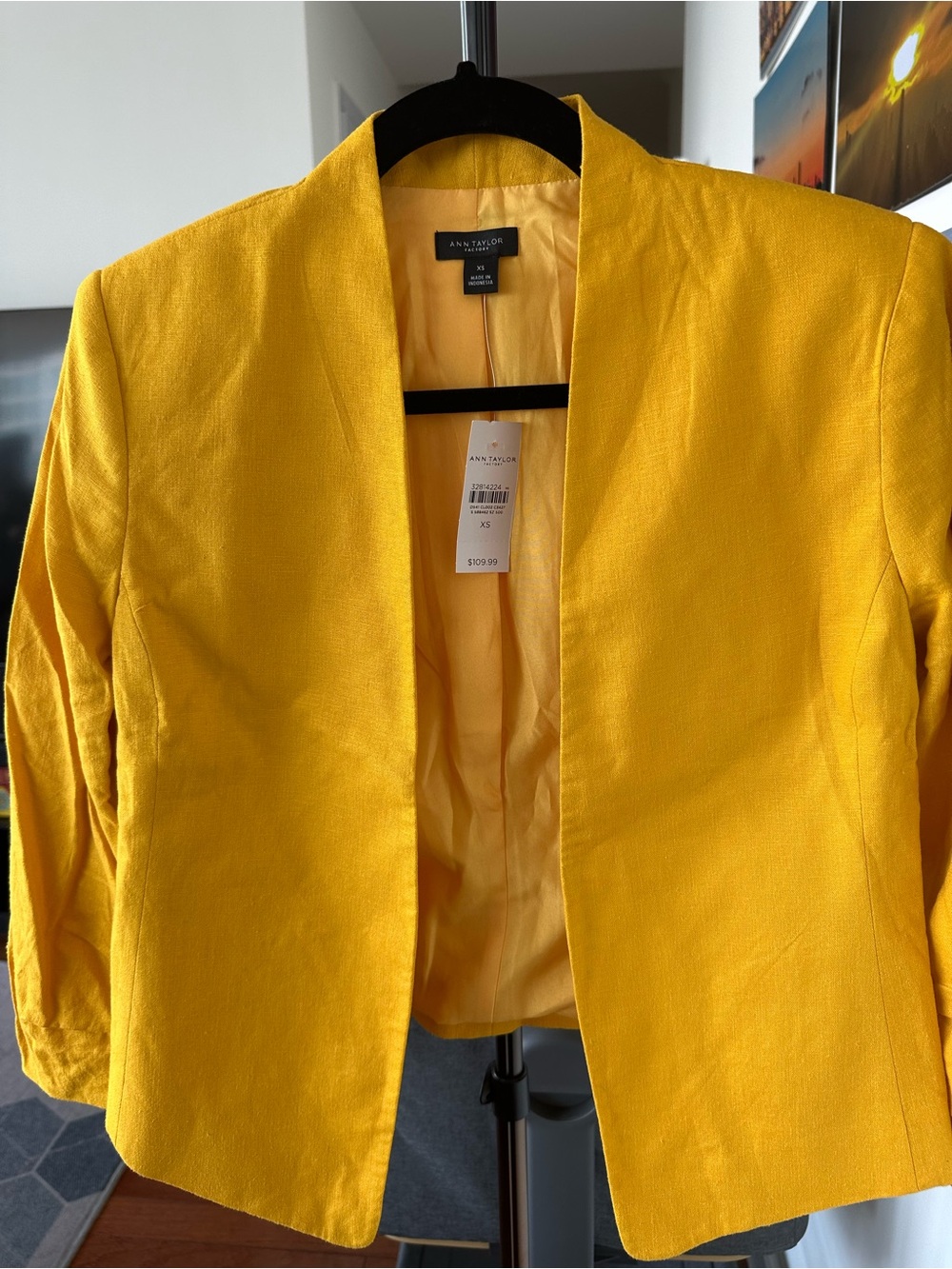 Ann Taylor Bright Yellow Open-Blazer